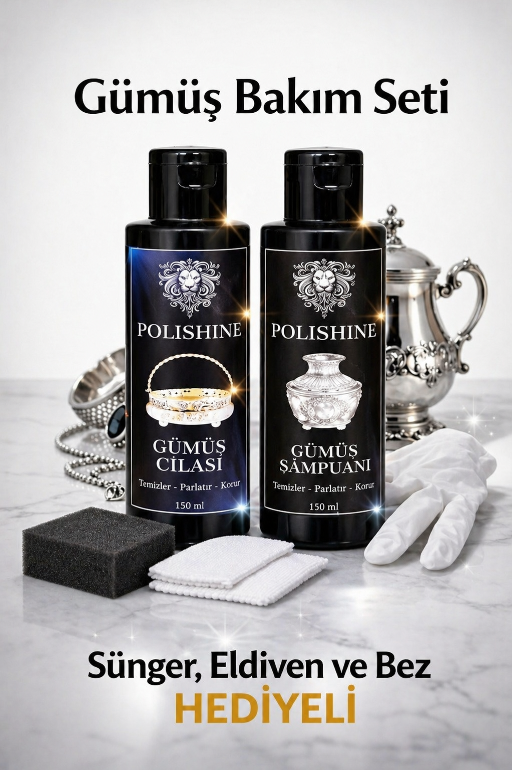 Gümüş Temizleme ve Parlatma Seti Şampuan 150ml + Cila 150ml