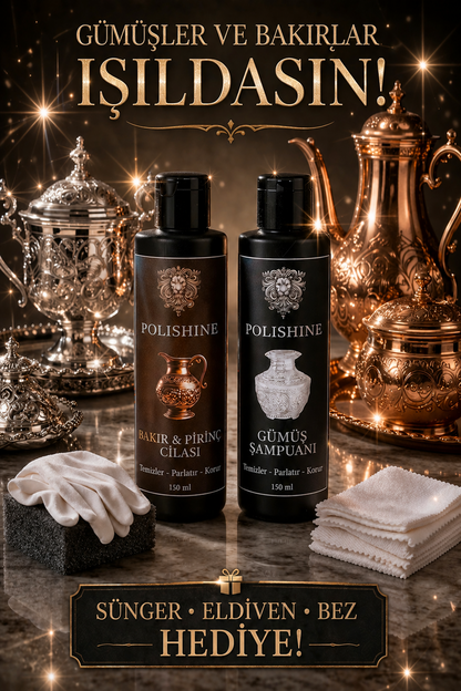 Gümüş Temizleme Şampuanı 150ml ve Bakır,Bronz,Pirinç ve Krom Parlatıcı 150ml