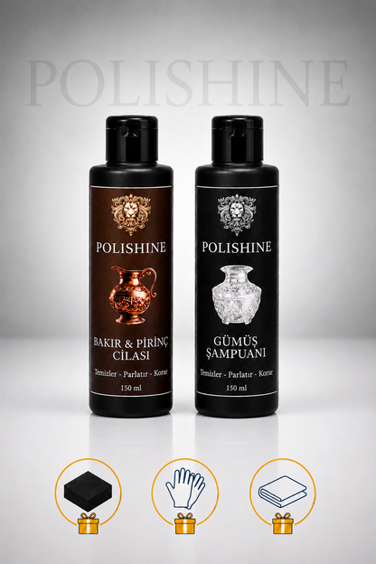 Gümüş Temizleme Şampuanı 150ml ve Bakır,Bronz,Pirinç ve Krom Parlatıcı 150ml