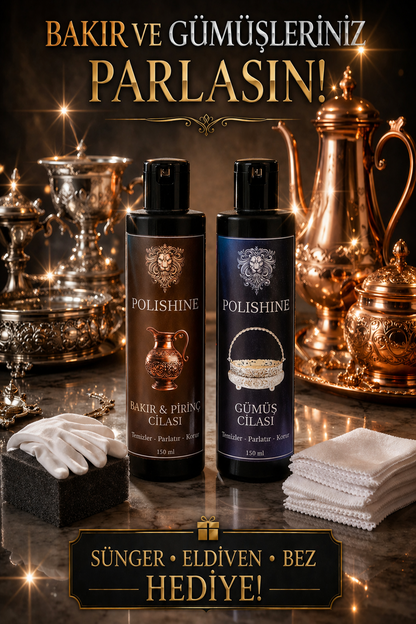 Gümüş Temizleme Cilası 150ml ve Bakır,Bronz,Pirinç ve Krom Parlatıcı 150ml