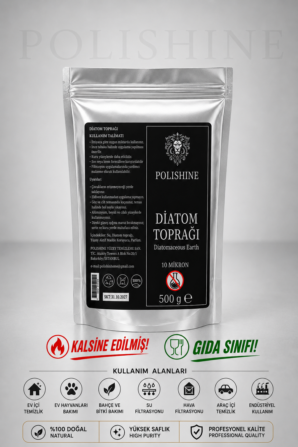 Diatom Toprağı 10 Mikron 500gr | Yüksek Saflık Ultra İnce Profesyonel Kalite