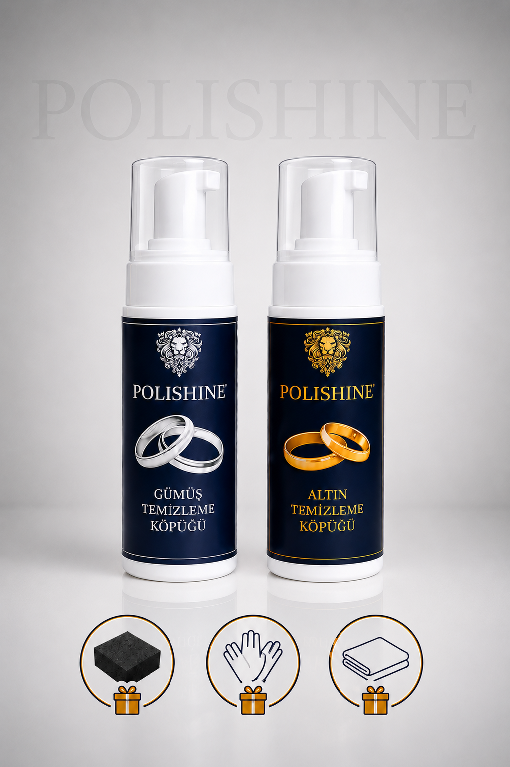 Altın & Çelik Takı Temizleme Köpüğü 150 ml + Gümüş Temizleme Köpüğü 150ml