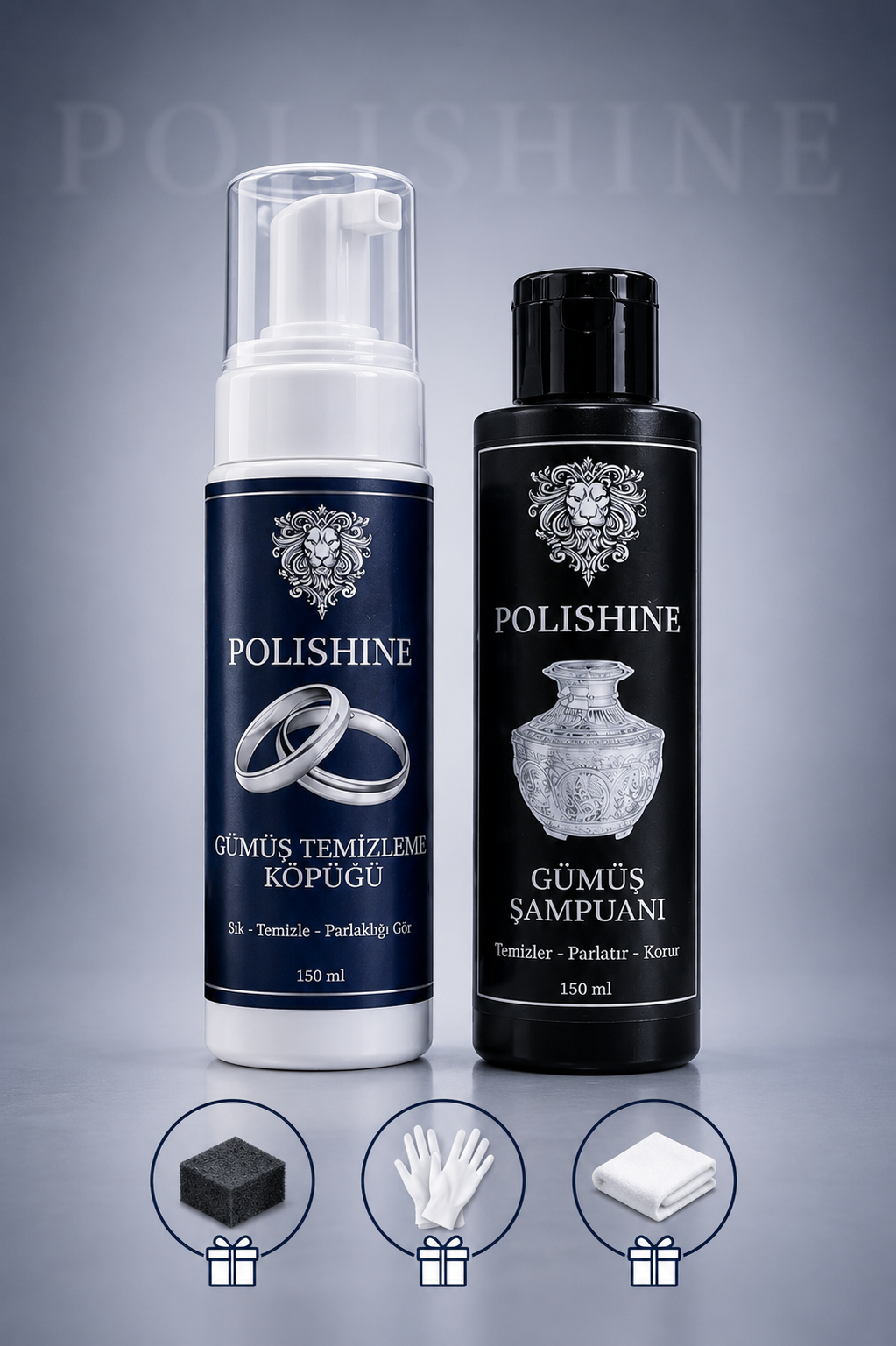 Gümüş Temizleme Ve Parlatıcı Şampuan 150ml + Gümüş Temizleme Köpüğü 150ml