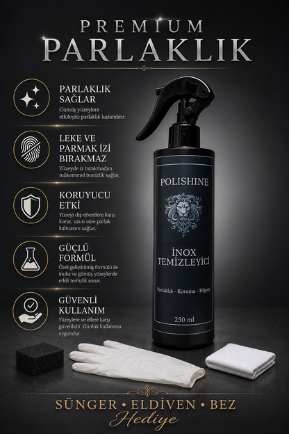 Inox Temizleyici Sprey 250 ml – Paslanmaz Çelik Parlatıcı – Leke ve Parmak İzi Karşıtı